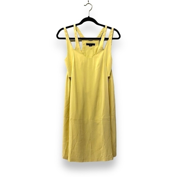 ALEXANDER WANG Bright Citron Yellow 100% Silk Side Cutout Strappy Dress - Picture 1 of 6